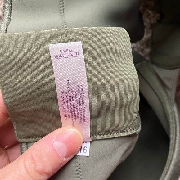 Cacique NWT Sz 40F C Wire Balconette Bra Olive Green Side-smoothing Solution - Picture 12 of 14